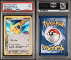 2006 POKEMON EX HOLON PHANTOMS #79 PIKACHU-REVERSE FOIL PSA 9 - Image 3