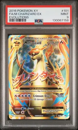 Pokemon M Charizard EX Full Art Ultra Rare Holo Evolutions 101/108 PSA 9 regrade - Image 1