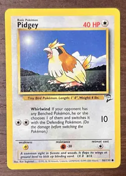 Pokemon TCG Pidgey Base Set 2 86/130 Regular Unlimited Common - NM - Image 1