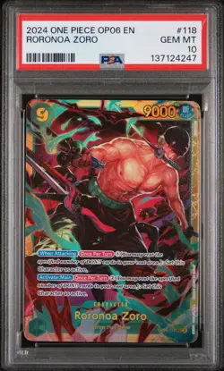 2024 One Piece Op06-Wings Of The Captain Roronoa Zoro Foil Gem Mint PSA 10 #118 - Image 1
