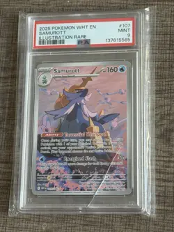 Pokemon TCG Samurott Illustration Rare Holo White Flare 107/086 PSA 9 2025 - Image 1
