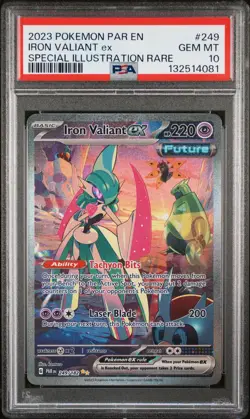 2023 POKEMON PARADOX RIFT SPECIAL ILLUSTRATION RARE IRON VALIANT EX PSA 10 - Image 1