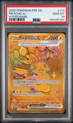 2025 POKEMON PRE EN-PRISMATIC EVOLUTIONS HYPER RARE #179 PIKACHU EX PSA 10 - Image 1