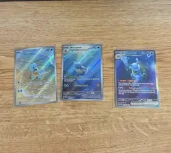 GOD PACK Pokemon Squirtle, Wartortle, and Blastoise SIR/IR Set 151 NM++ - Image 1