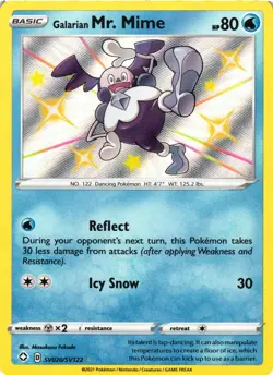 Pokemon TCG Galarian Mr.Mime SV020/SV122 Shining Fates Shiny Holo Rare NM - Image 1