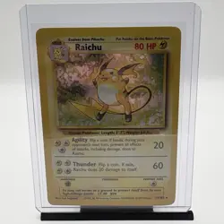 Raichu 14/102 Base Set Unlimited Pokemon WotC Holo Rare LP - Image 1
