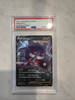 Pokemon TCG Gengar v Fusion Strike Holo Ultra Rare Card 156/264 PSA 9 - Image 1