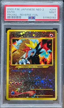 2000 POKEMON JPN NEO 2 PROMO REVERSE FOIL #244 ENTEI PSA 9 - Image 1