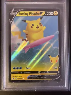 PSA 10 GEM MT - 2021 POKEMON CELEBRATIONS #008 SURFING PIKACHU V - Image 2