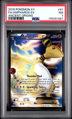 PSA 7 2015 POKEMON XY ANCIENT ORIGINS #87 FULL ART/AMPHAROS EX - Image 1