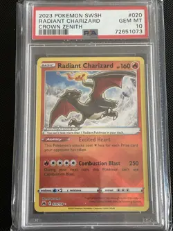 Radiant Charizard PSA 10 Crown Zenith 020/159 GEM MINT Pokemon TCG - Image 1
