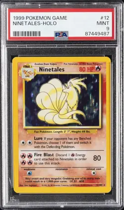 1999 POKEMON BASE SET UNLIMITED #12 NINETALES-HOLO PSA 9 - Image 1