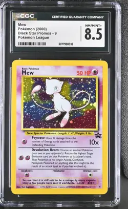 Mew Promo 9 Holo CGC 8.5 SWIRL Black Star Promo Pokemon League 2000 Pokemon Card - Image 1