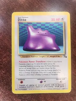 Ditto Fossil Non Holo Pokemon Card WOTC - Image 1