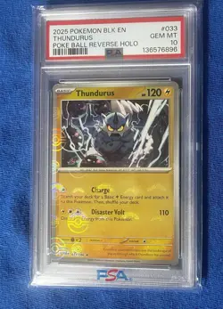 Thundurus 033/086 Poke Ball Pattern Reverse Holo Black Bolt Pokemon PSA 10 - Image 1