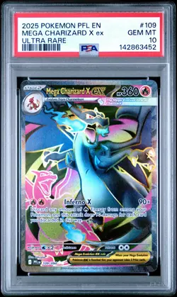 2025 POKEMON PFL EN-PHANTASMAL FLAMES ULTRA RARE #109 MEGA CHARIZARD X EX PSA 10 - Image 1