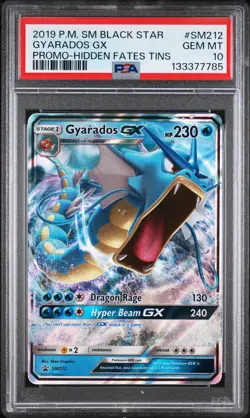 2019 POKEMON SM BLACK STAR PROMO HIDDEN FATES TINS #SM212 GYARADOS GX PSA 10 - Image 1