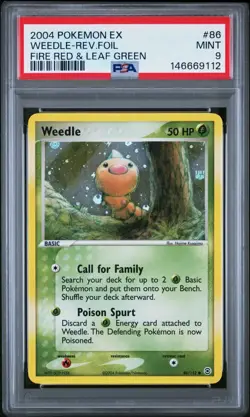 Pokemon Weedle 86/112 FireRed & LeafGreen Reverse Holo PSA 9 MINT - Image 1