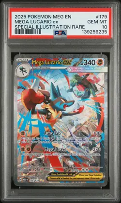 2025 POKEMON MEG EN-MEGA EVOLUTION #179 MEGA LUCARIO EX PSA 10 - Image 1