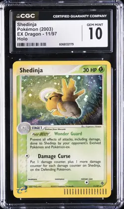 2003 POKEMON EX DRAGON - HOLO #11/97 SHEDINJA CGC 10 GEM MINT - Image 1