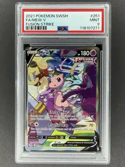 Mew V Full Art Ultra Rare #251/264 Pokemon SWSH Fusion Strike PSA 9 MINT - Image 1