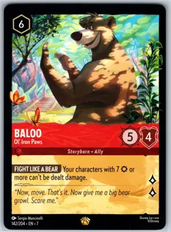 Baloo - Ol' Iron Paws Archazia's Island 142/204 NM Lorcana Card - Image 1