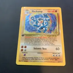 Pokemon TCG Machamp Base Set Holo Rare Card 8/102 1st Edition Moderate Play - Image 1