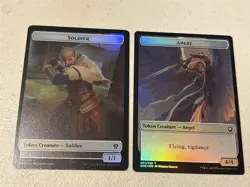 2 x mtg foil token Angel // Soldier, 001//004, Dominaria United, unplayed - Image 1