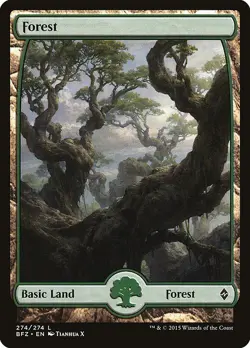 Lot of 20x Forest #274 - BFZ Battle For Zendikar- MTG Magic FULL ART Land NM - Image 1