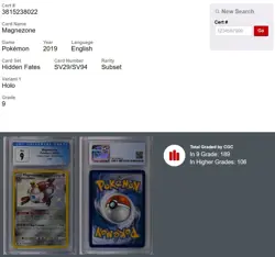 Pokemon CGC 9 Mint Magnezone SV29/SV94 Hidden Fates Holo 2019 - Image 3