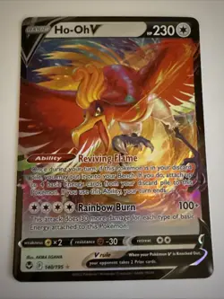 Ho-Oh V 140/195 Holo Rare V Silver Tempest Pokemon NM - Image 1