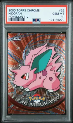 2000 TOPPS CHROME POKEMON T.V. #32 NIDORAN PSA 10 - Image 1