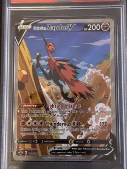 2021 Pokemon SWSH Chilling Reign Galarian Zapdos V #174 Full ART - PSA 9 MINT - Image 2