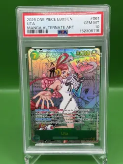 2026 ONE PIECE EB03-=HEROINES EDITION MANGA ALTERNATE ART #061 UTA PSA 10 - Image 1