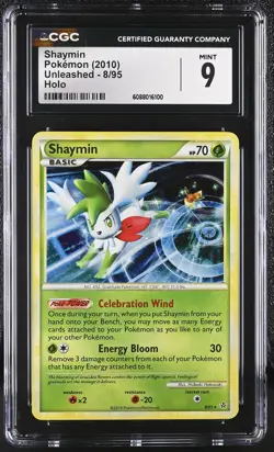 CGC 9 MINT Shaymin 2010 Unleashed 8/95 Holo Pokemon Card - Image 1