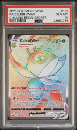 2021 POKEMON SWORD & SHIELD CHILLING REIGN SECRET FULL ART/CELEBI VMAX PSA 10 - Image 1