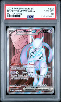 2025 Pokemon Destined Rivals #213 Rocket'S Mewtwo Ex Ultra Rare PSA 10 - Image 1