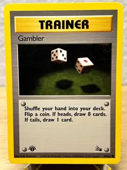 Fossil Gambler 60/62 Common Pokemon 1st Edition MP - Image 1