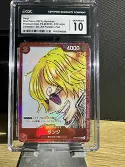 2023 ONE PIECE CCG JAPANESE SANJI FILM RED ALTERNATE ART ST01-004 CGC 10 E PT - Image 1