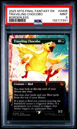 2025 MTG Final Fantasy TRAVELING CHOCOBO * Borderless #0406 * PSA 9 MINT - Image 1