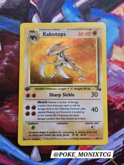 KABUTOPS 1ST EDITION 09/62 FOSSIL HOLO RARE DAMAGED POKEMON TCG - Image 1