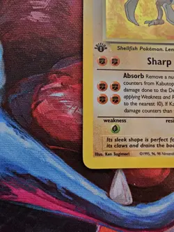 KABUTOPS 1ST EDITION 09/62 FOSSIL HOLO RARE DAMAGED POKEMON TCG - Image 5