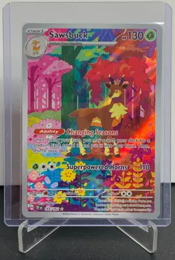 Pokemon TCG 2024 Sawsbuck 166/162 Temporal Forces Illustration Rare - Image 1