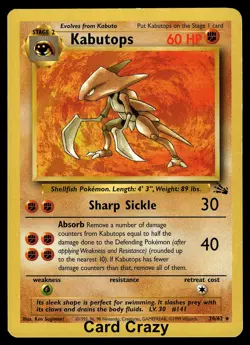 Kabutops 24/62 Rare - Fossil Pokemon Card - Image 1