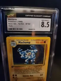 CGC 8.5 Machamp 1999 Base Set 1st Edition 8/102 Holo Pokemon graded Card nm - Image 3