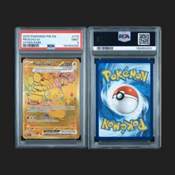 2025 POKEMON PRE EN-PRISMATIC EVOLUTIONS HYPER RARE #179 PIKACHU EX PSA 9 - Image 2