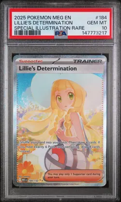 2025 Pokemon Mega Evolution Base #184 SIR Lillie's Determination PSA 10 Gem Mint - Image 1