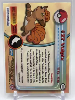 Topps Pokemon Vulpix #37 1999 TV Animation Edition Non Holo BLUE Logo 1st print - Image 2