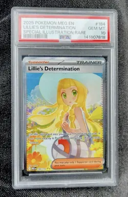Pokemon Lillie's Determination RARE 184/132 Mega Evolution SIR Holo PSA 10 2025 - Image 1