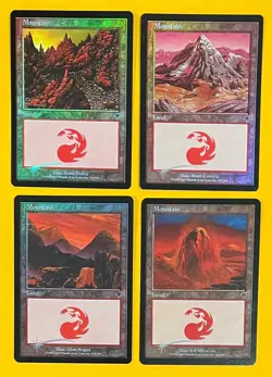 MTG MOUNTAIN (Foil) (x4) Invasion (OldManMTG 011-887) - Image 1